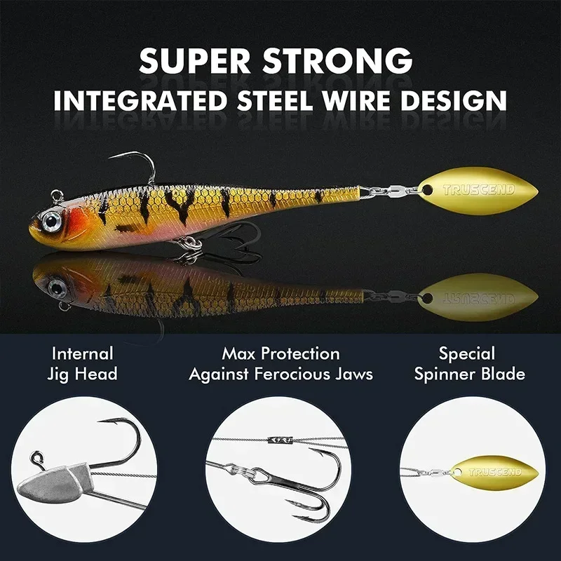 140mm 48g Sinking Rotating sequin Soft Lures with Leaded Head Saltwater for Megabass Perch Silicone Bait Jigs Hook Fishing Lure