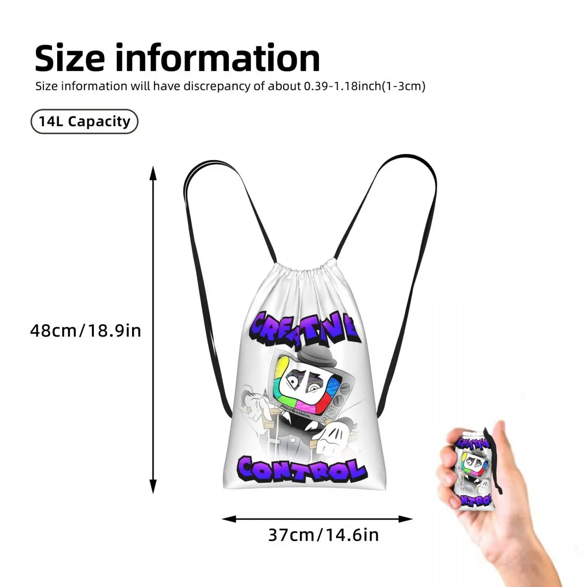 Creative Control (Mr. Puzzles) (Transparent Version) Drawstring Backpack Sports Gym Bag Lightweight Storage Drawstring Bag