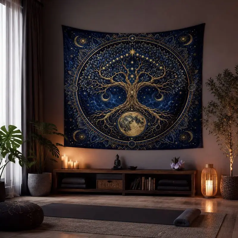 VIKAMA Skeleton Mushroom Blacklight Tapestry, Neon Galaxy Wall Hanging, Psychedelic Blanket for Bedroom Party Decor