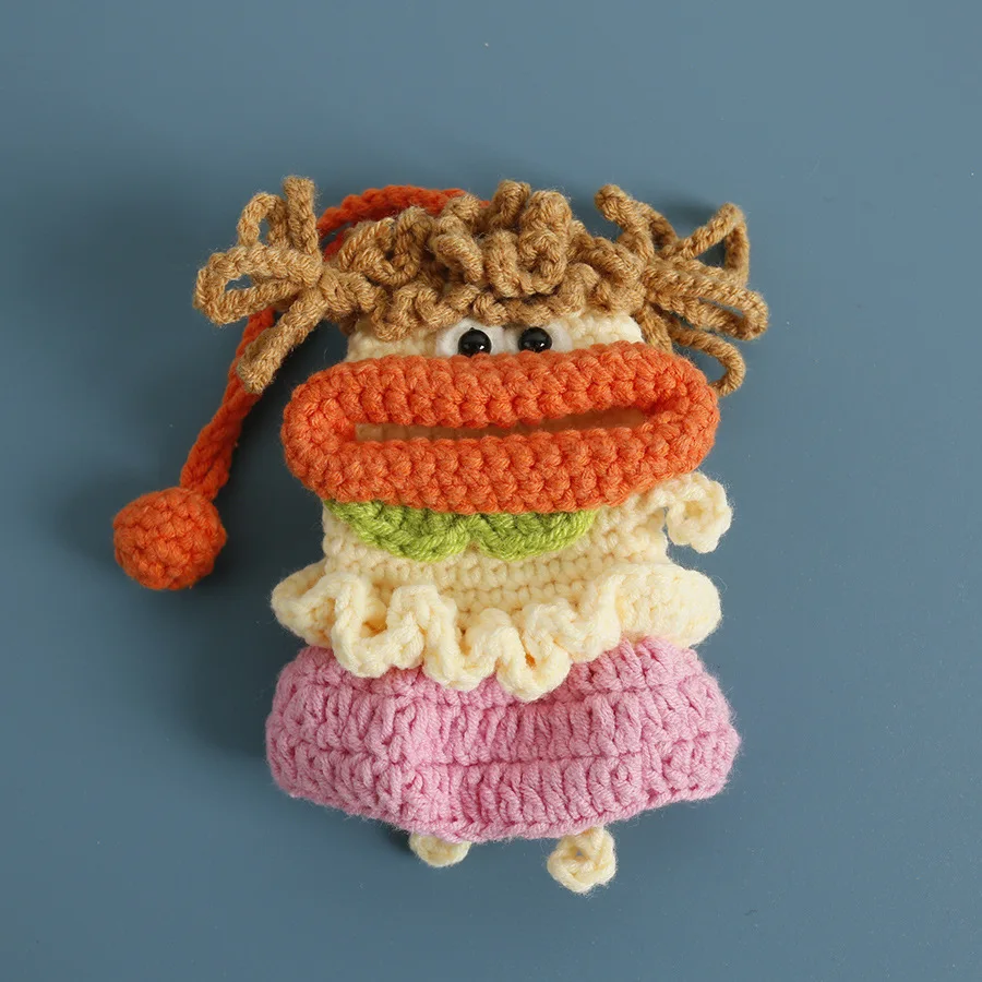 Cute Sausage Mouth Girls Doll Crochet Keychains Handmaking Knitting Doll Car Keys Holder Fashion Crochet Small Bag Keyrings 2024