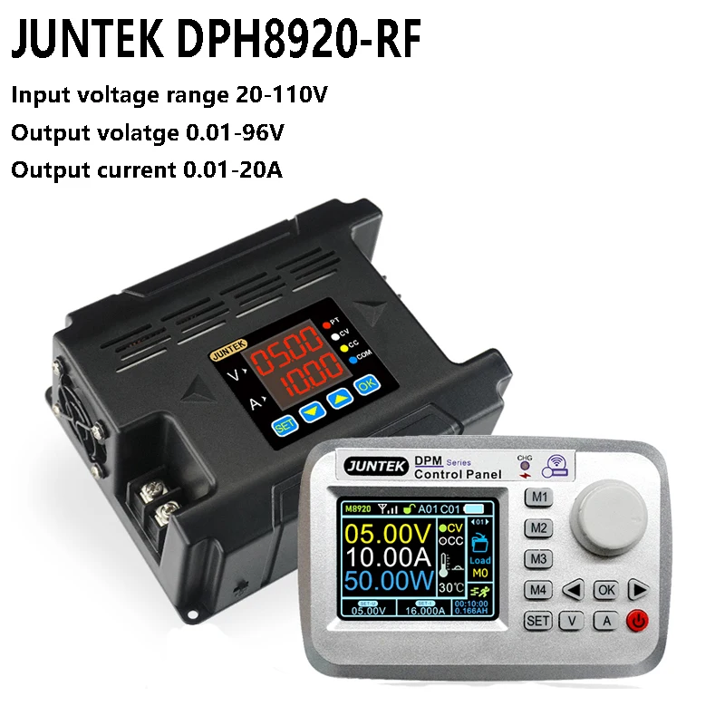 

JUNTEK DPH8920-RF 96V20A Remote Control Programmable DC-DC Digital Adjustable Step Down Voltage Power Supply Buck Converter