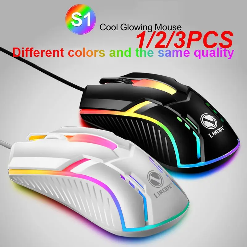 1/2/3PCS Luminous Mouse 3D 3 Buttons USB Mice Wired 1.4M Backlit Mouse Competitive Gaming Mice With RGB Back Light for Notebook