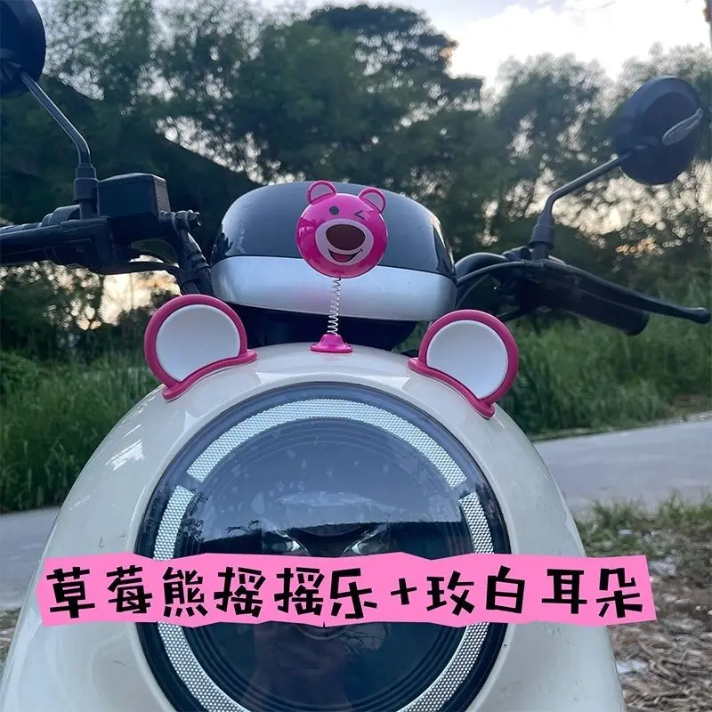 Kawaii Lotso electric car rocker decorative helmet ears personality fashion transformation cute car stickers accessories