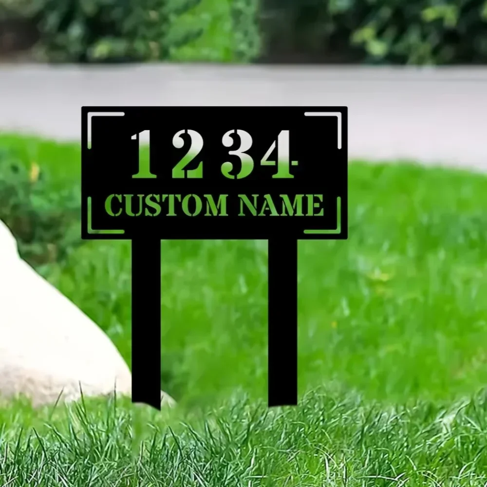 Exclusive Personalized Metal House ID Sign. Custom Iron Address Tag with Sturdy Stake for Yard Deco.