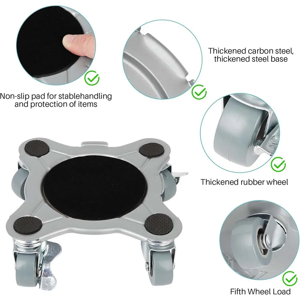 2024 Upgraded Heavy Furniture Movers with Brake Holding 3086LBS Load capcity with 5 Wheels, Silicone Anti Slip Sleeve, 360° Rota