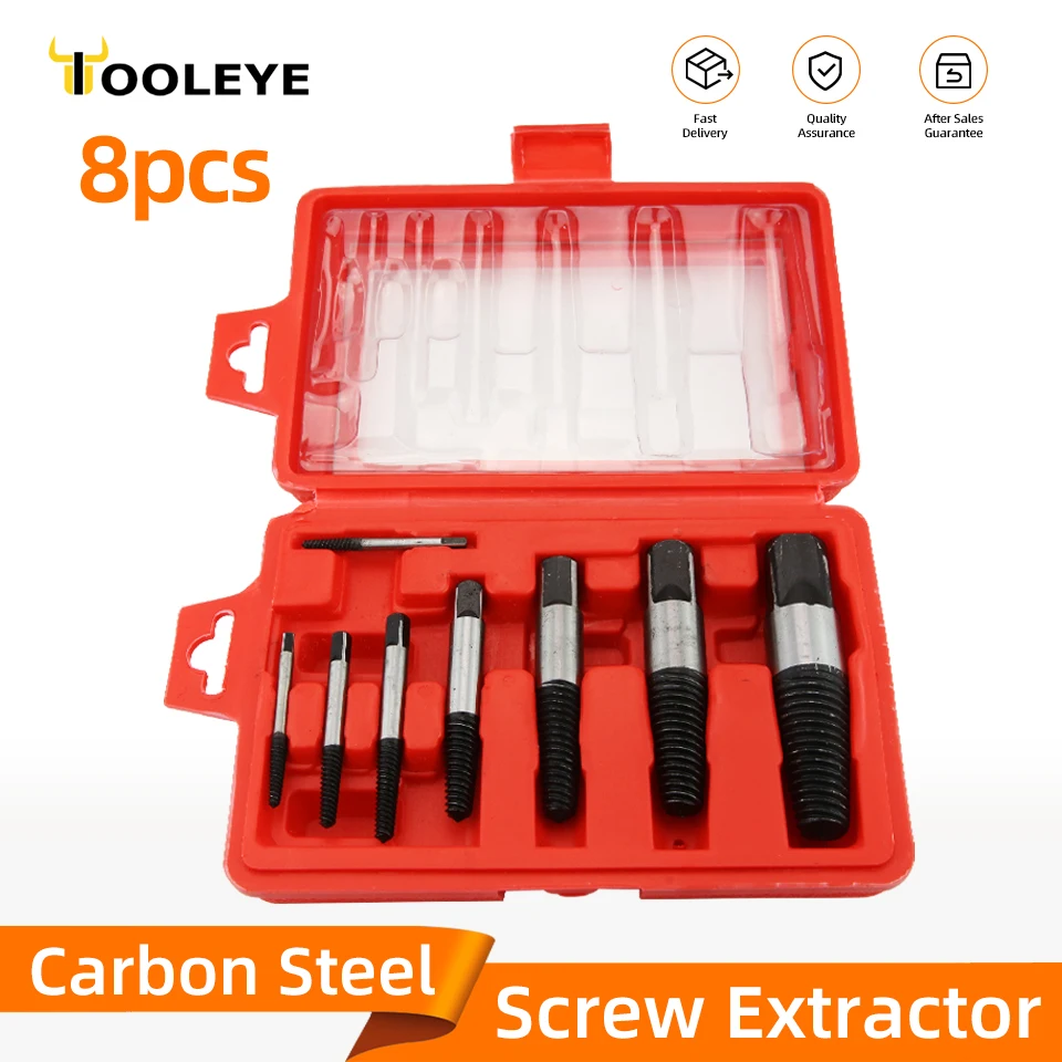 8Pcs Set Screw Extractor Easily Take Out Damaged Water Pipe Extractor Broken Bolt Screws Remover Woodworking Tools Drill Bits