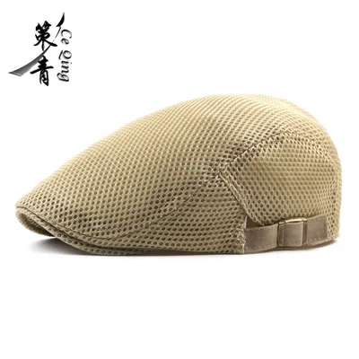 Unisex Womens Men Breathable mesh Summer hat Newsboy Beret Ivy Cap Cabbie Flat Cap