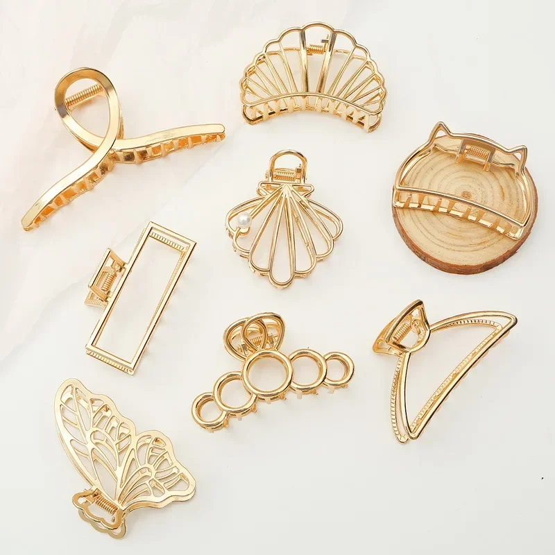 Butterfly Geometric Hair Claws Clamps Hair Crabs Metal Half Moons Hair Pins Solid Color Hair Clips Women Korean Hair Accessories