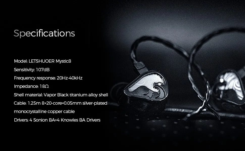 LETSHUOER Mystic 8 جديد HiFi سماعات داخل الأذن 8BA السائقين السلكية IEMs رصد 0.78 مللي متر 2pin 4.4 مللي متر سماعة لمغني الموسيقى المباشرة
