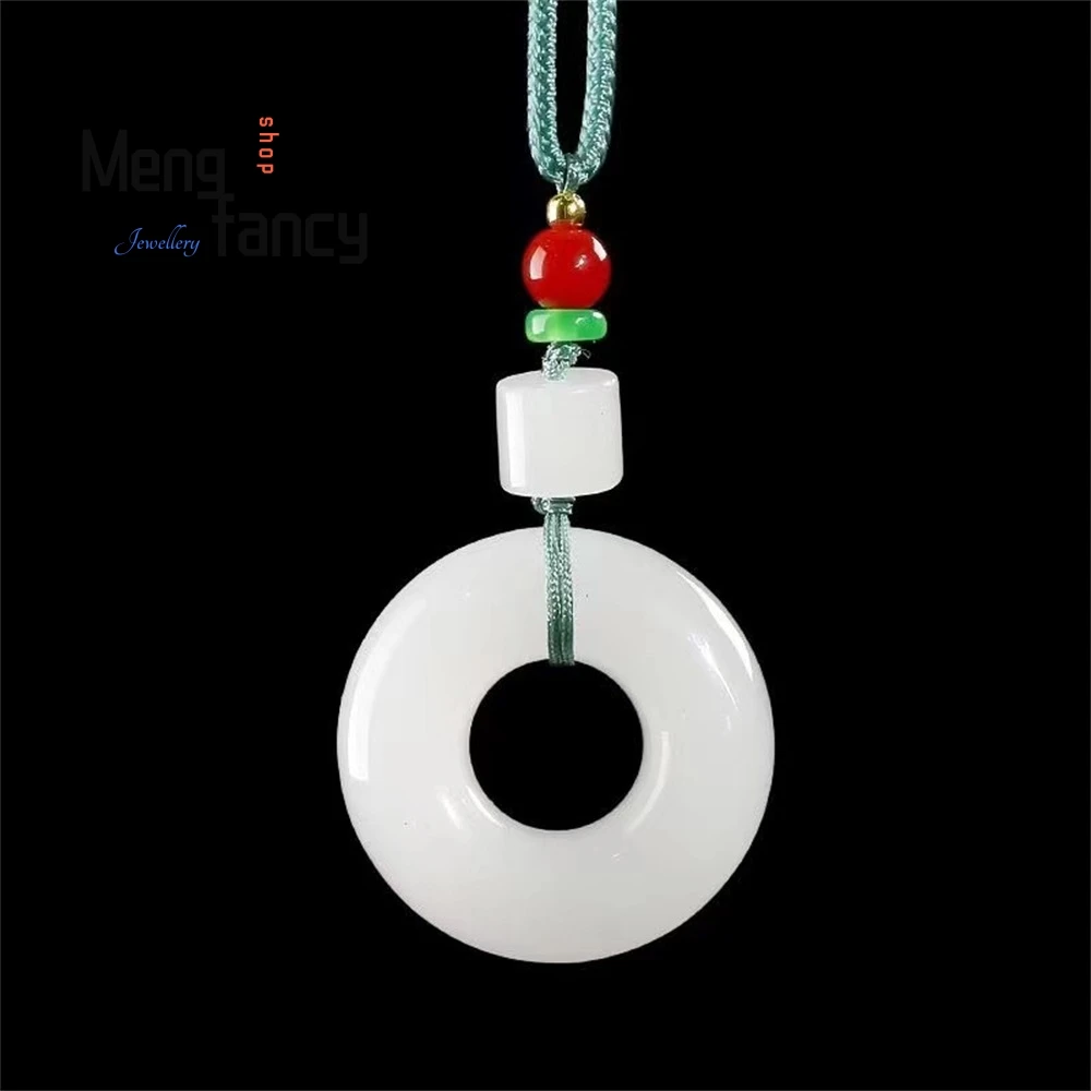 

Sheepskin White Jade Grade Golden Thread Jade Peace Ring Pendant Couple Doughnut Pendant Best Selling Fashion Jewelry Exquisite