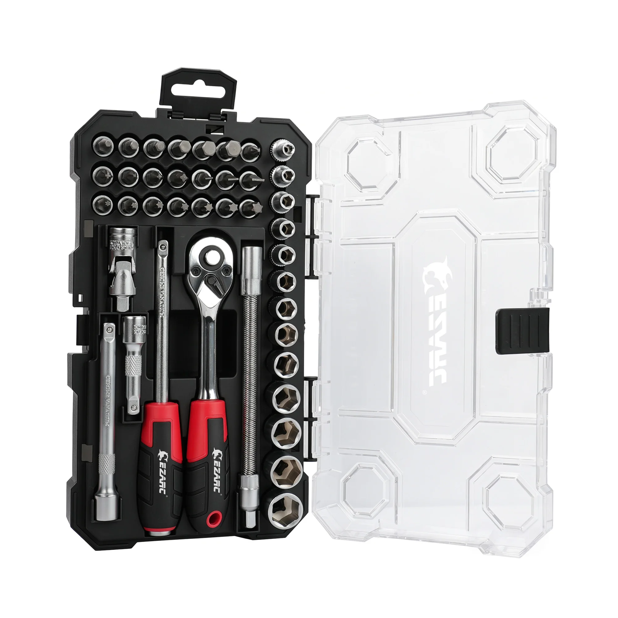 EZARC 40PC Ratcheting Wrench Socket Set 1/4” Universal Adapter with Socket Extenders And Adaptors for Home Repair And Maintenanc