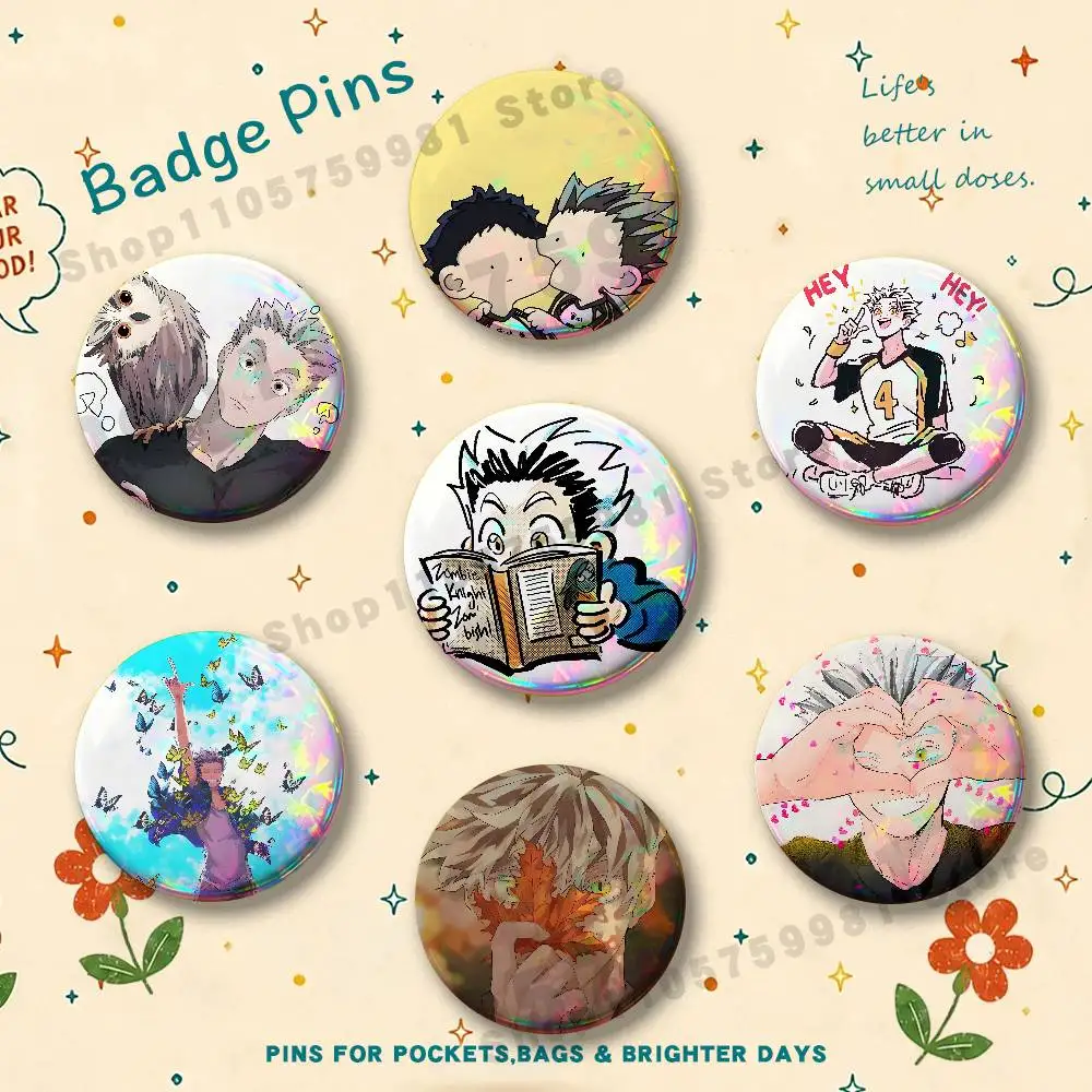 Anime K-Kotaro B-Bokuto Brooches for Bag Decor Jewelry Accessories Gift 25/32/44/58/75mm Round Cartoon Badges