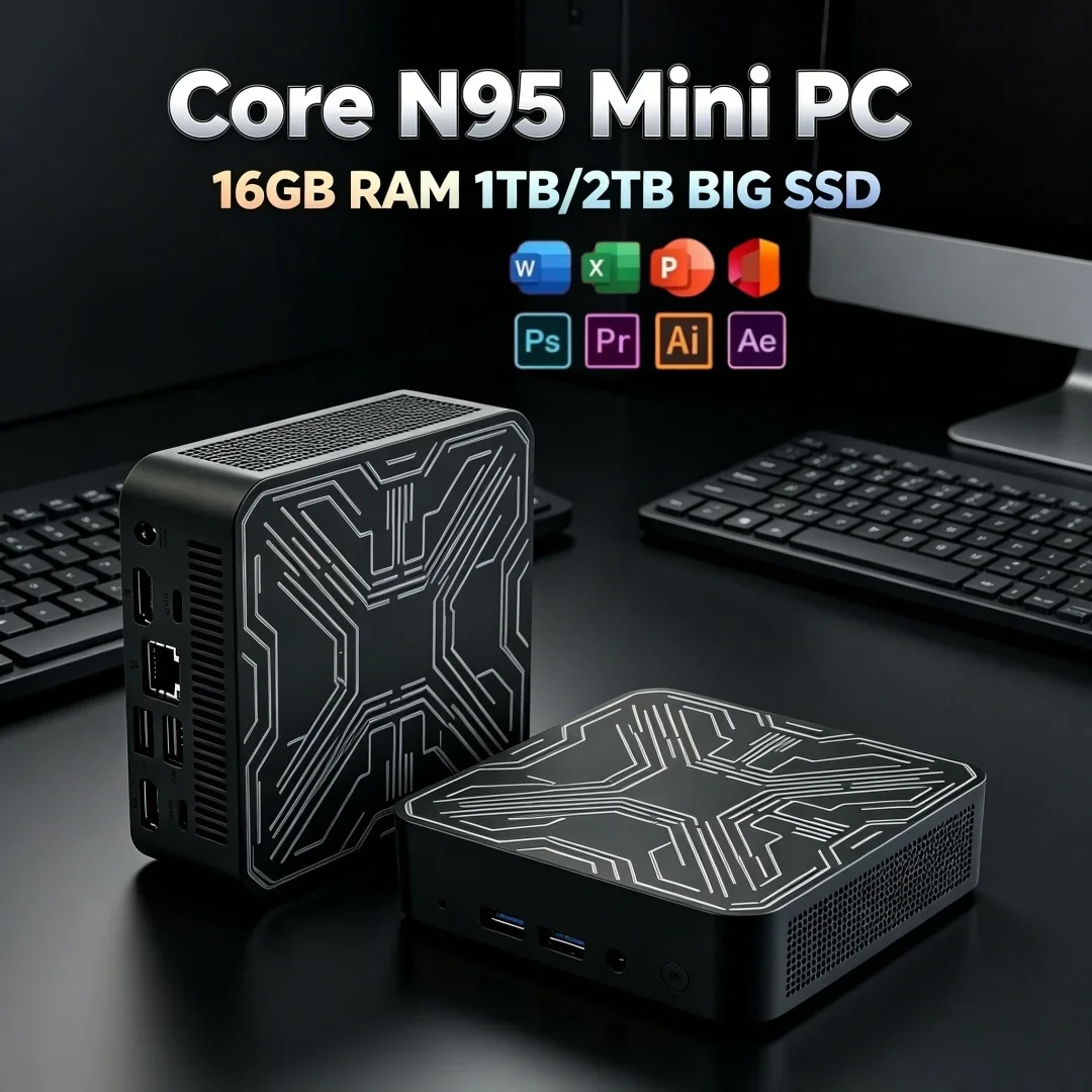 

Low Noise Energy Saving 2026 Core N95 Mini PC BT5.2 WIFI6 16GB RAM 1TB 2TB SSD Compact Home Office PC