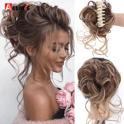 Aosiwig Synthetic Messy Chignon Scrunchies Natural Curly Hair Bun Pieces Fake False Hairpieces For Women Ponytail Extensions