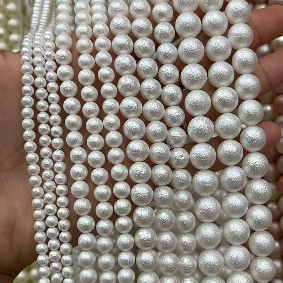 

White High Quality Round Cotton Shell Beads Imitation Pearl Elegant Luxury Jewelry DIY Necklace Bracelet Accessories Gift 38cm