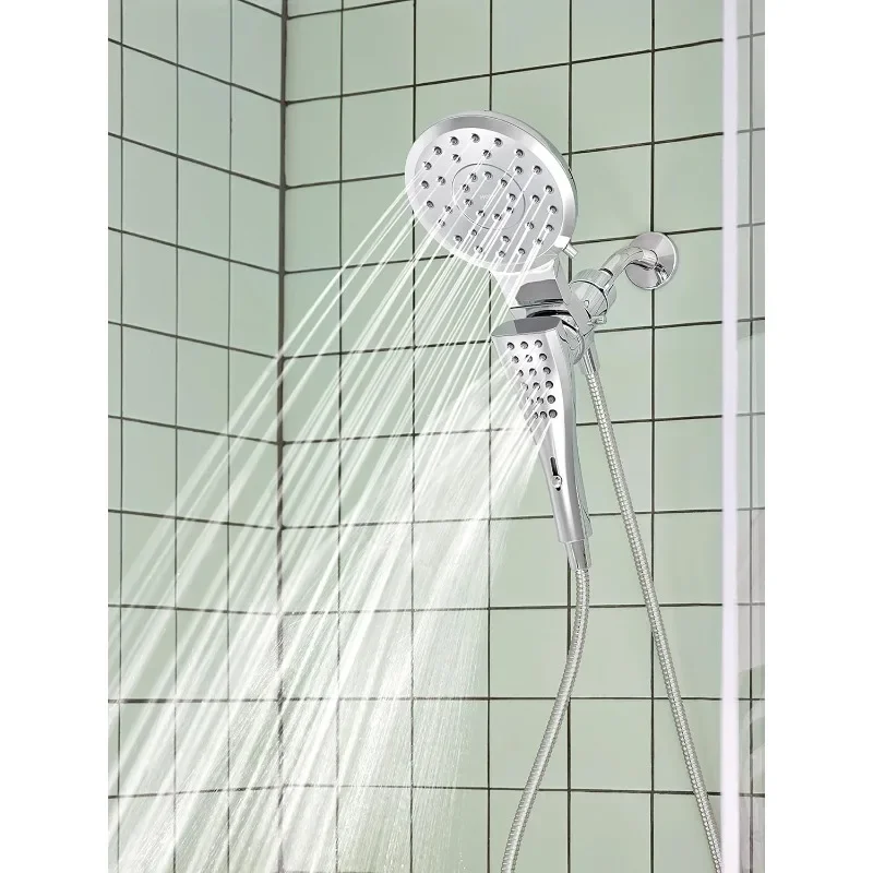 Chrome Rain Shower Head and Detachable Hand Shower Combination, Infiniti Dial and Magnetix Docking System, 60-inch Hose