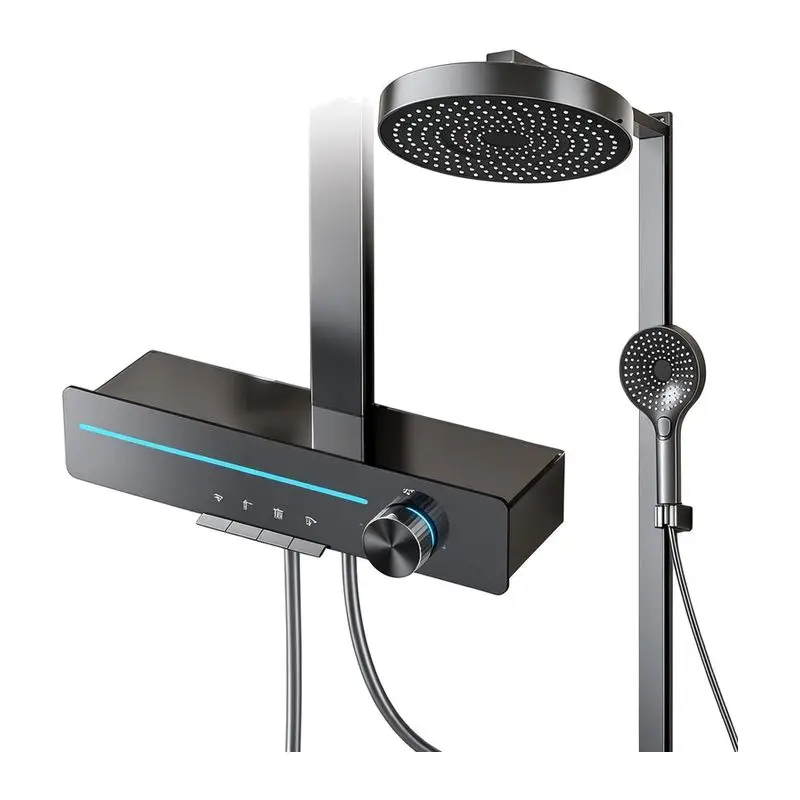 Smart Thermostatic Shower Shower Set, Full Set of Household Pressurized Oversized Storage Table