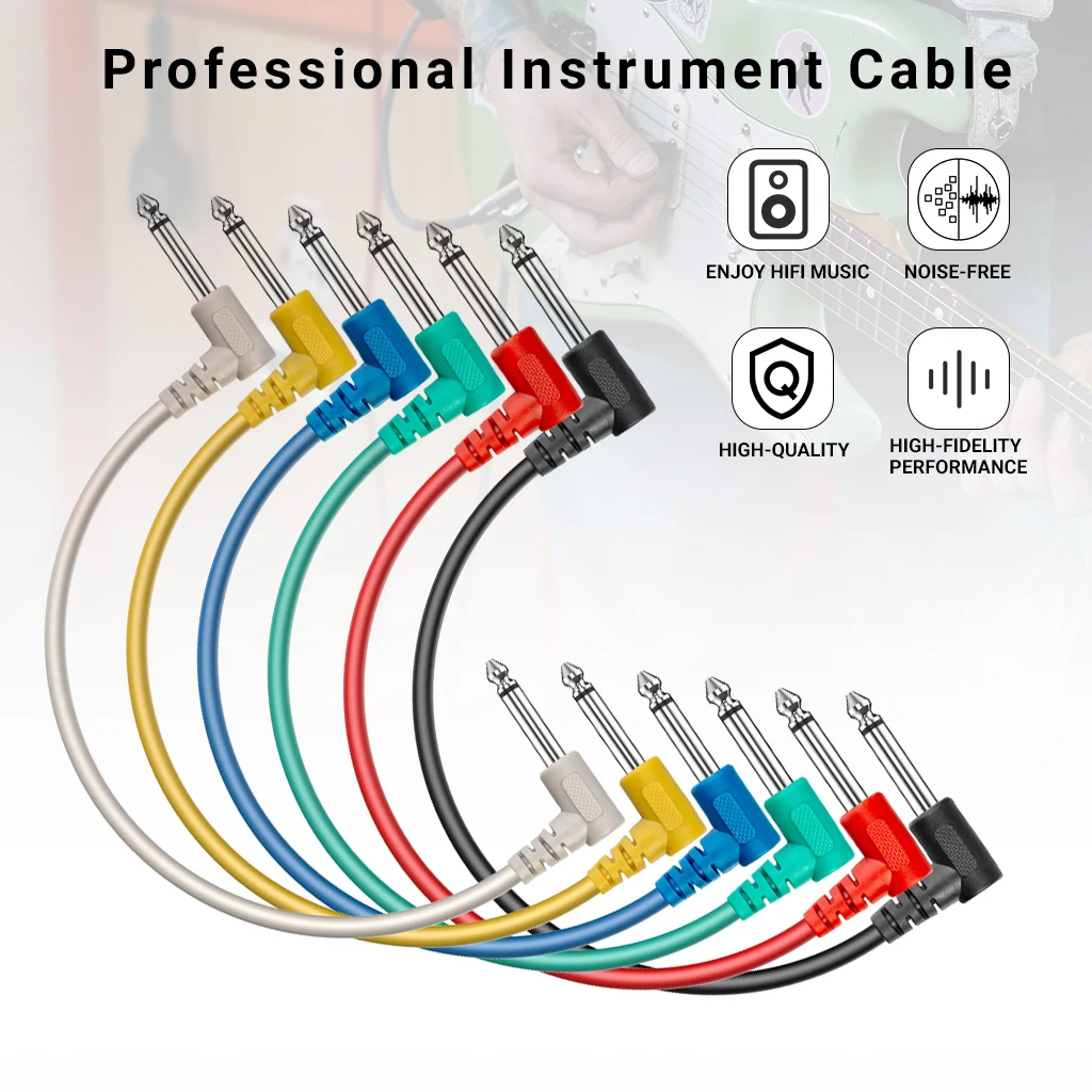 

6 шт./комплект, цветные Угловые штекеры для электрогитары