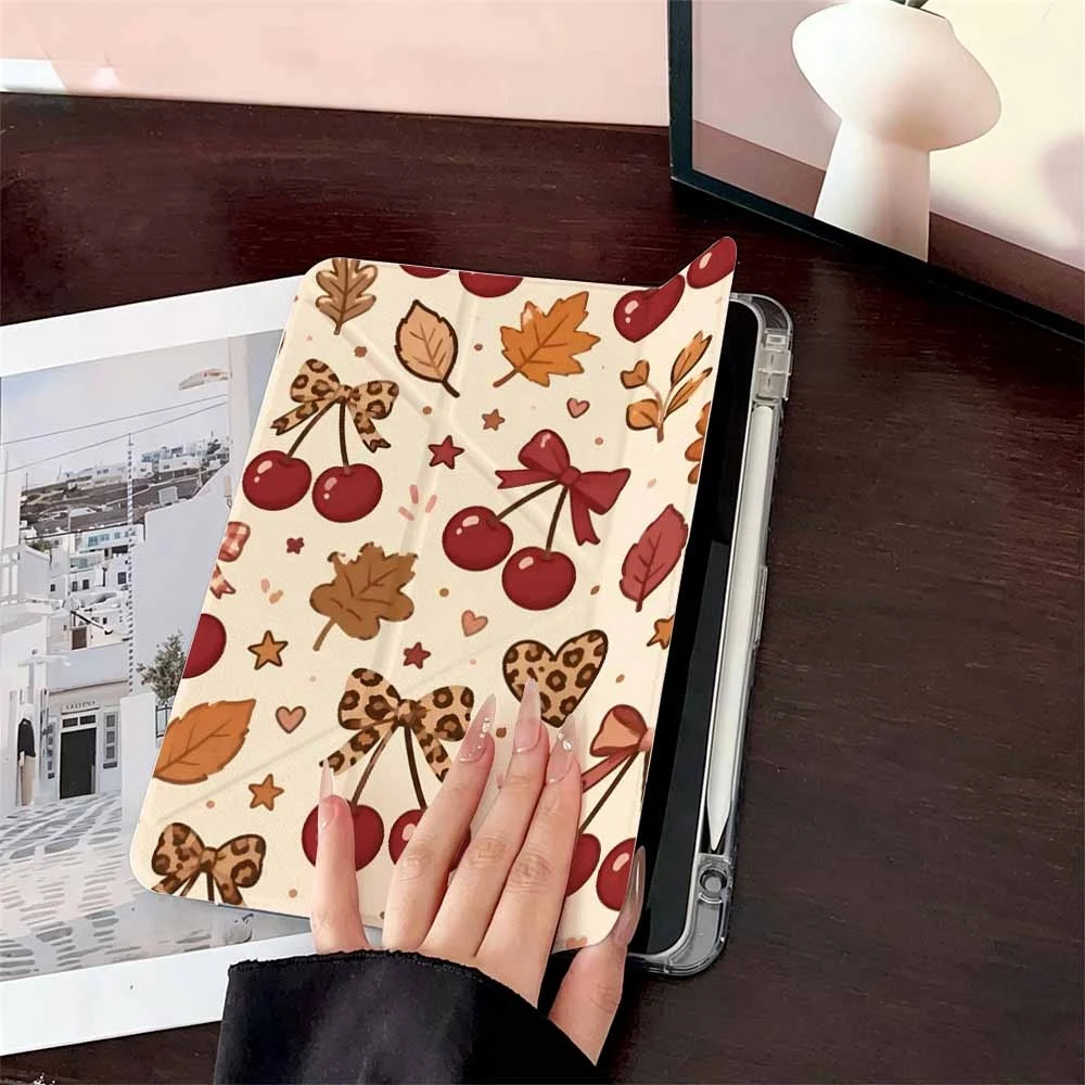 Autumn Cherry Vintage For iPad Pro 11 12.9 13 A16 M2 M4 M3 M5 Shell 9.7 10.2 5/6/7/8/9/10/11th Mini Air 3 4 5 6 Cover