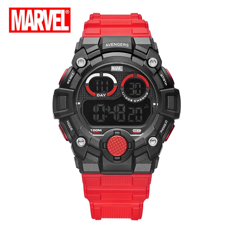 Marvel For Mens Watch Avengers Digital Wristwatch Chronograph Alarm Clock 100m Waterproof Coated Glass Male Military Electronic