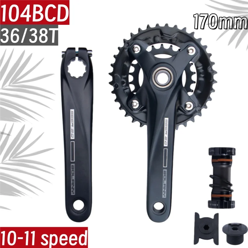 

Integrated Crankset 170mm 104BCD Double Chainring with Bb68 Bottom Bracket 36 38T Crank Aluminum Alloy for Mtb Bicycle Crank set
