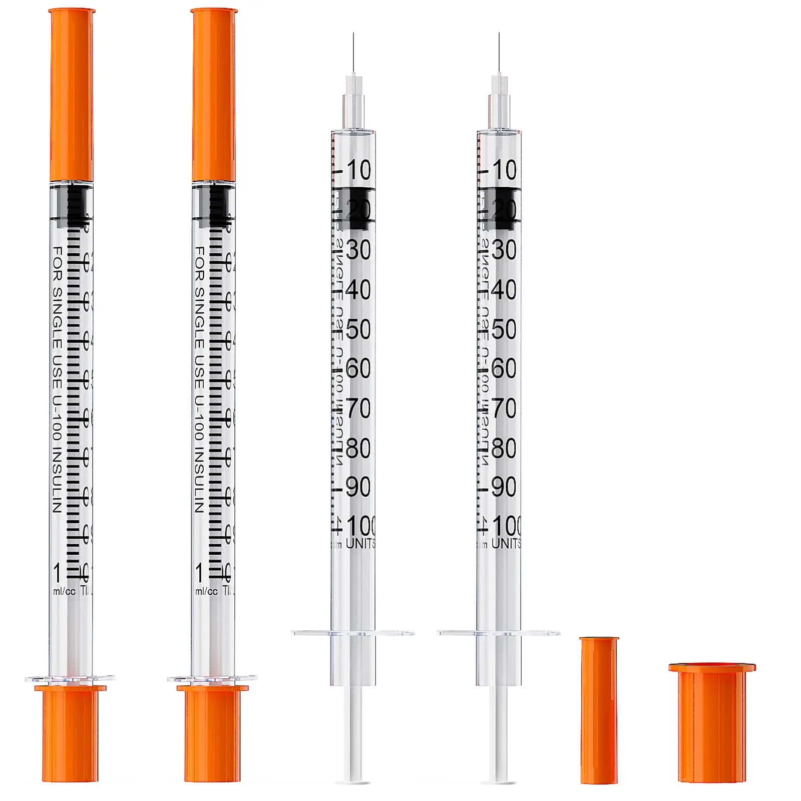 100 siringhe sterili monouso da 1 ml con ago in acciaio inossidabile 30Ga 8 mm, confezionate singolarmente per strumenti di misurazione da laboratorio, alimentazione degli animali domestici