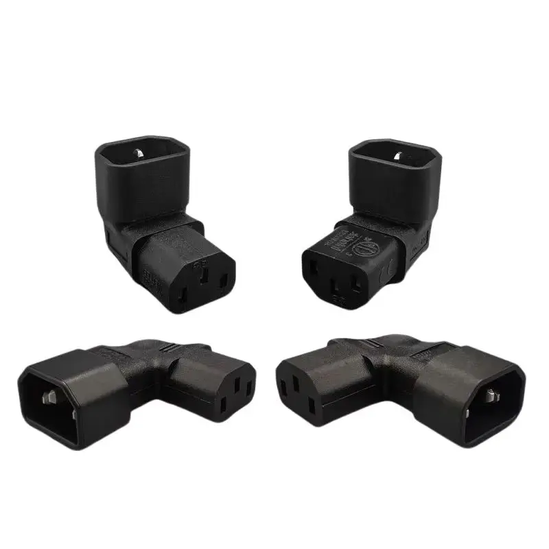 1pcs IEC 320 C14 to C13 AC Adapter Power 3pin C7-C8 Male to Female extend 90 Degree Down Up Left Right Angle converter