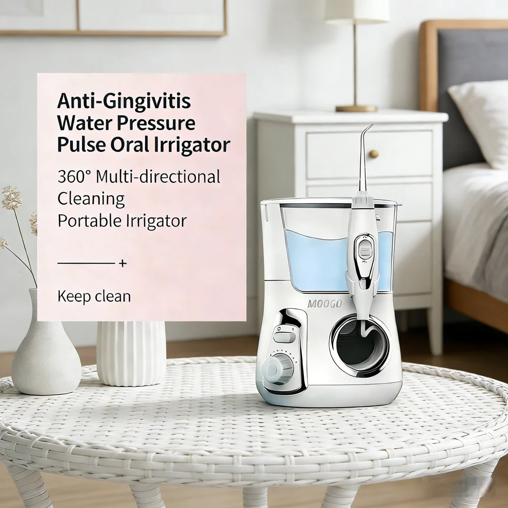 

Countertop Electric Oral Irrigator 10 Modes 800ML Water Tank Dental Flosser Oral Care Tool with 5 Nozzles for Sensitive Gums