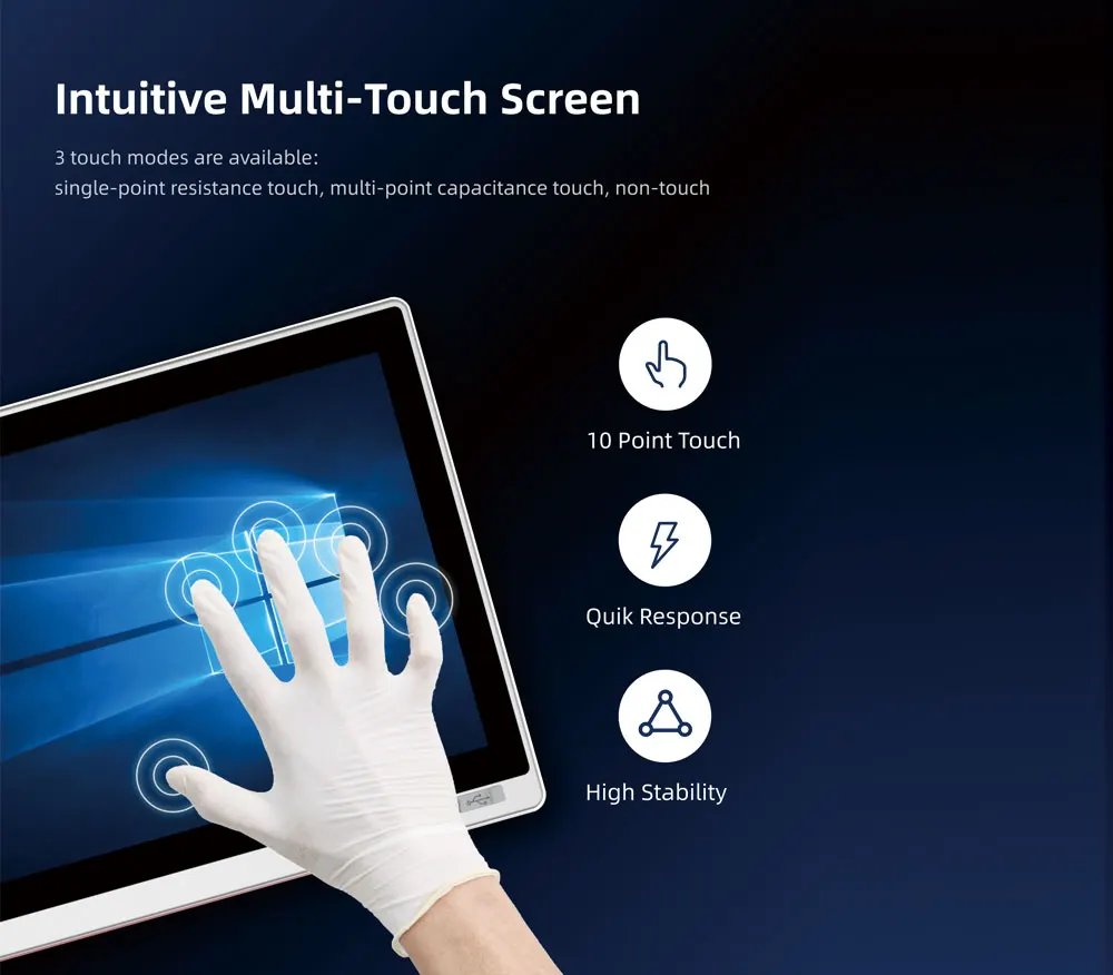 18.5 Inch Capacitive Industrial Touch Screen Display Ethercat Control Panel Industrial Monitor IP65 High Brightness Monitor