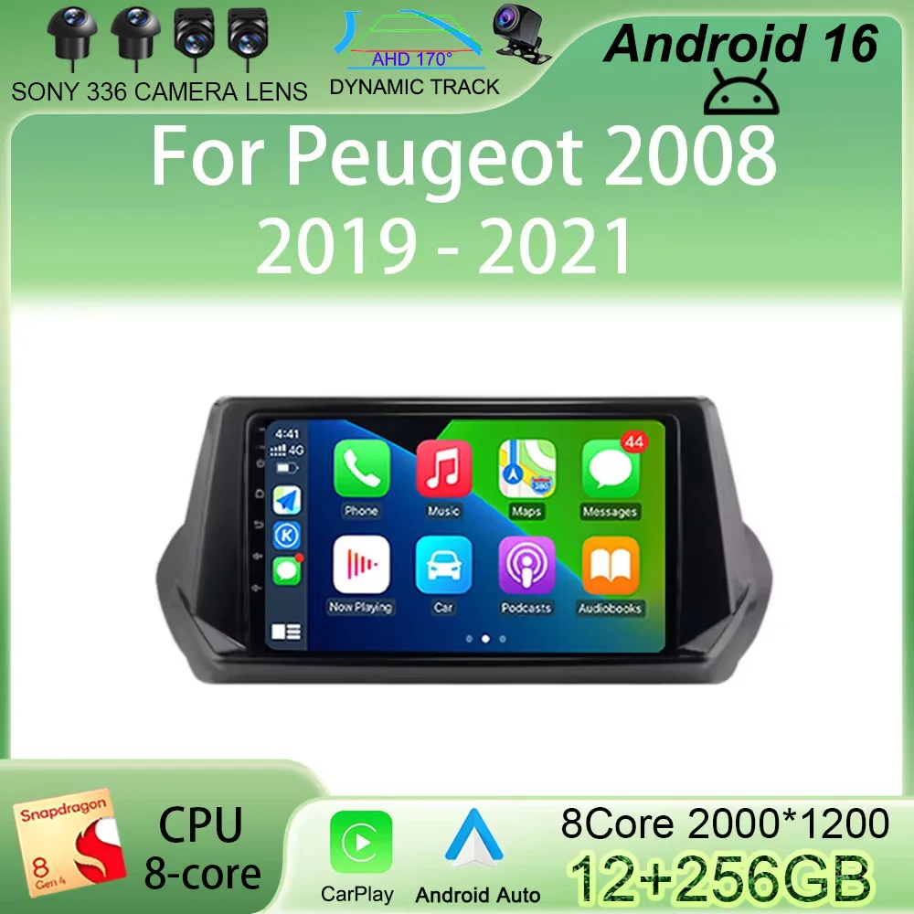 

Android 16 9" Carplay AUTO For Peugeot 2008 II 2 2019 - 2021 Car Multimedia Video Player Radio Stereo 4G LET GPS Navigation DVD