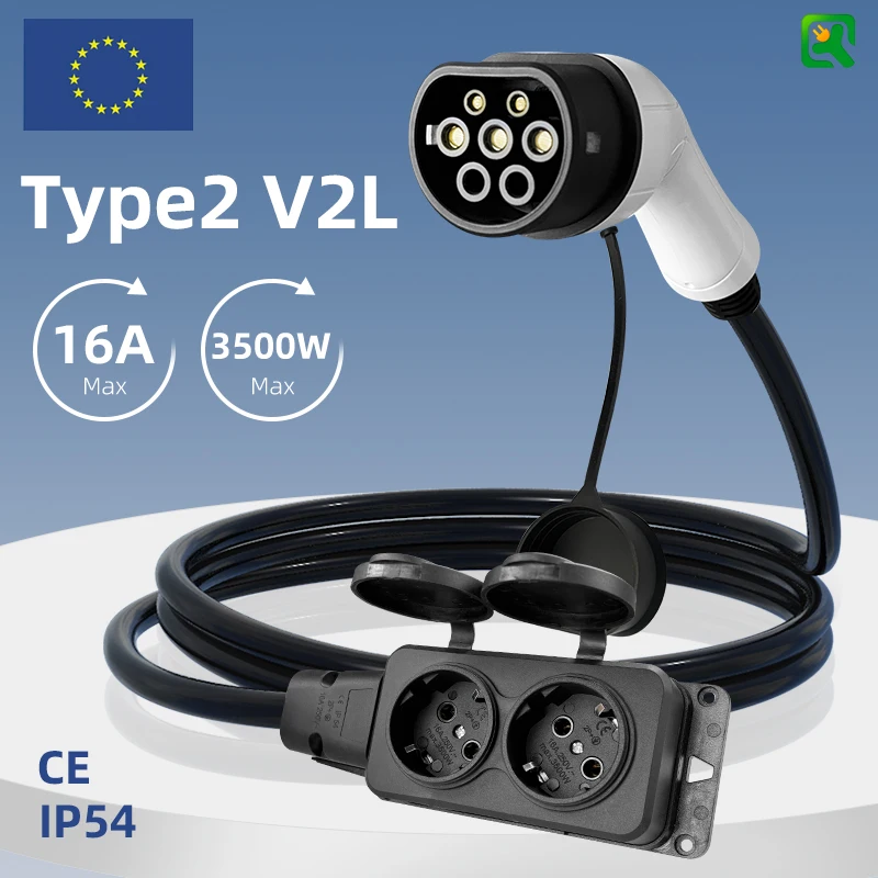 

Qiaoyi Type 2 V2L Discharger Cable 3.5KW EU Socket Compatible with BYD, Renault jaecoo Omoda MG 4 XPENG for Outdoor Power Supply