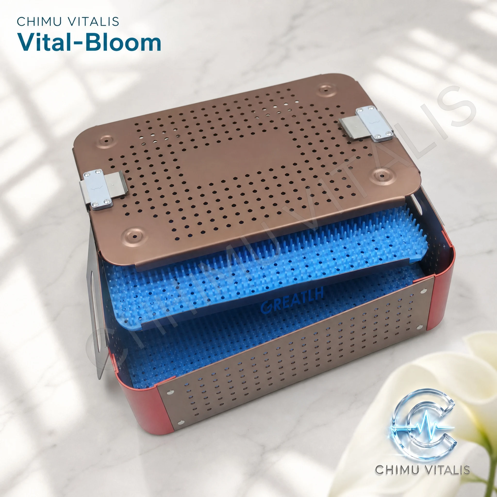 【CHIMU VITALIS 】Double Layer Dental Instrument Sterilization Tray Aluminum Alloy Disinfection Box with or without Silicone Pad