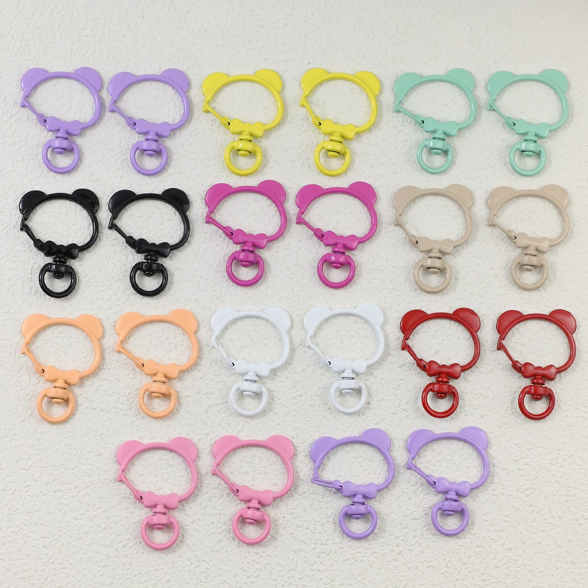 3~9PCS 36MM Colourful Baking Varnish Zinc Alloy Bear Lobster Buckle Swivel Clasp For Making Keychain Pendant Jewelry Accessories