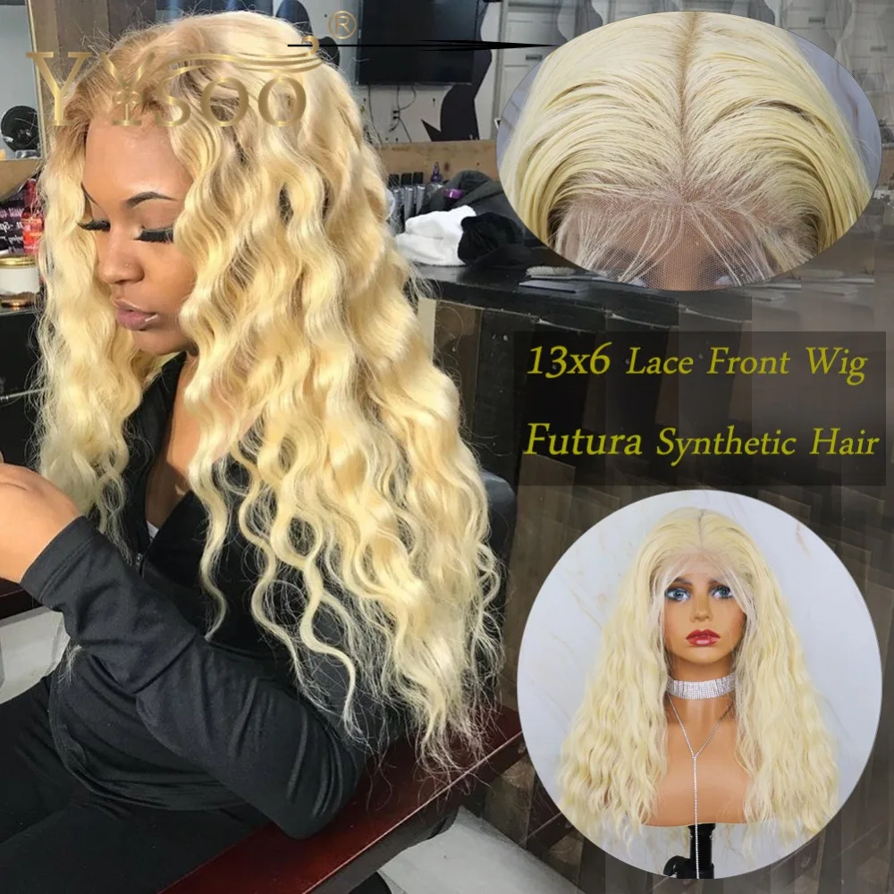 

YYsoo Long 613 Color13x6 Synthetic Lace Front Curly Wigs for Women Japan Futura Heat Resistant Loose Wave Blonde Wig Baby Hair