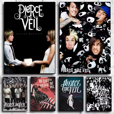 P-Pierce The Veil Poster HD Wall Stickers Mural Self-Adhesive Decals Home Decor Bedroom &amp; Living Room Gift Idea