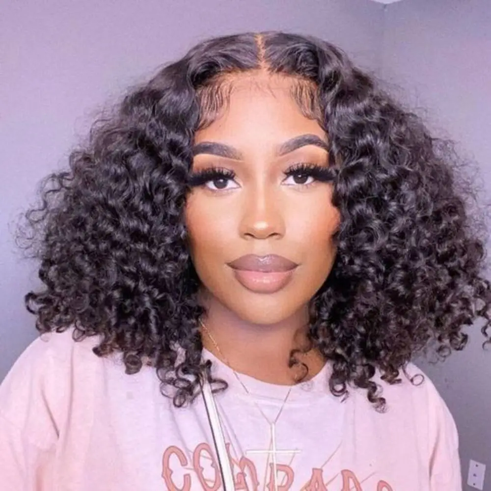 13X6 Hd Lace Frontal Human Hair Wig Curly Lace Front Wig Deep Water Wave Short Bob Frontal Wigs 100% Brazilian For Women Choice