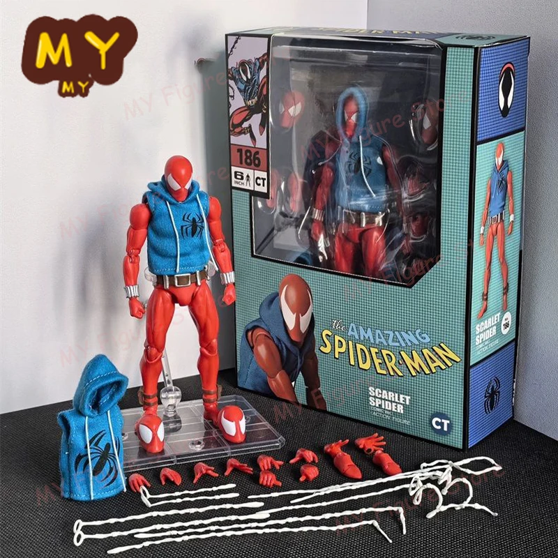 CT Toys Spiderman Mafex 186 Figure Scarlet Spider The Amazing Spider-Man Comic Action Figure Model Spider-Man Figurine Kid Toy