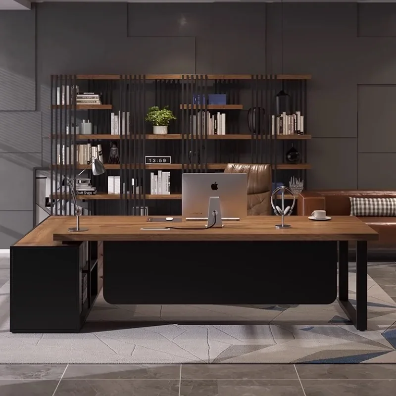 Wooden Designer Executive Office Desk Strong Brown Luxury Standing Computer Desks Modern Large Scrivania Office Furniture