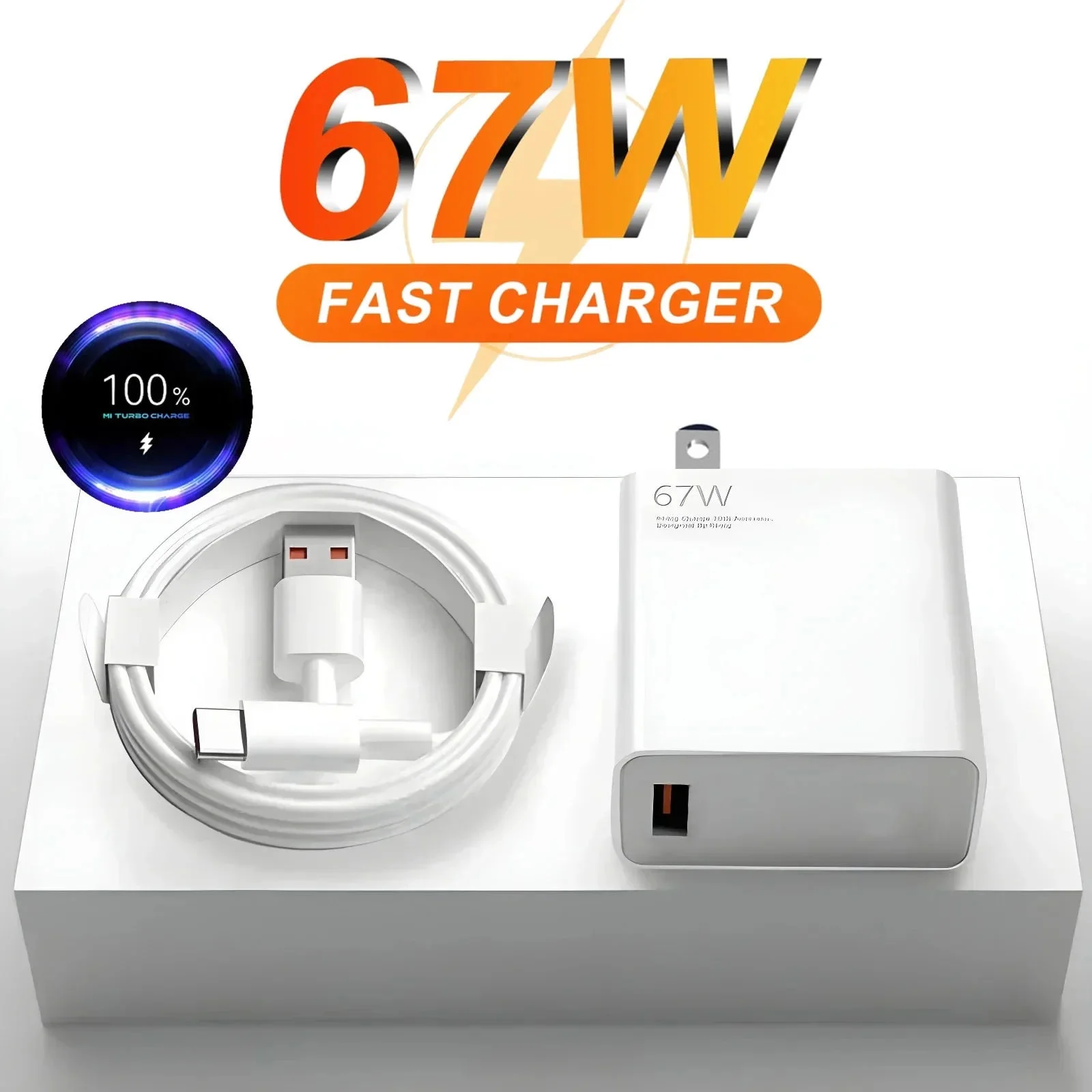 US Plug 6A 67W Ultra Fast Charger for Xiaomi 10T 11 12 Lite 13T Redmi Note 10 11T 12T 13 POCO X4 X5 F5 Type C USB Charging Cable