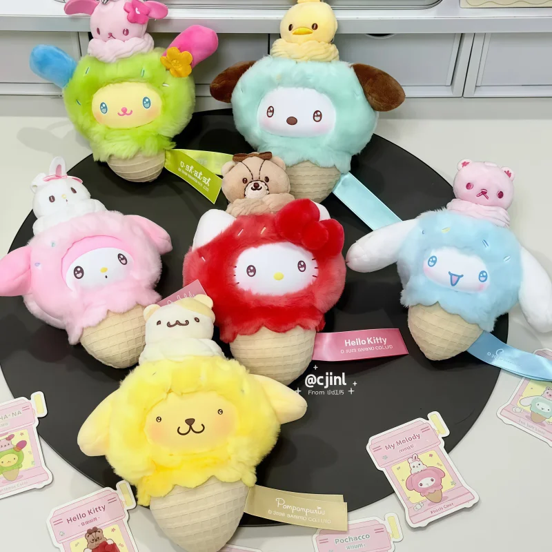 New Toptoy Sanrio Characters Mini Ice Cream Cone Plush Series Blind Box Cute Toys Collectible Figurine Pendant Trendy Girl Gifts view 6