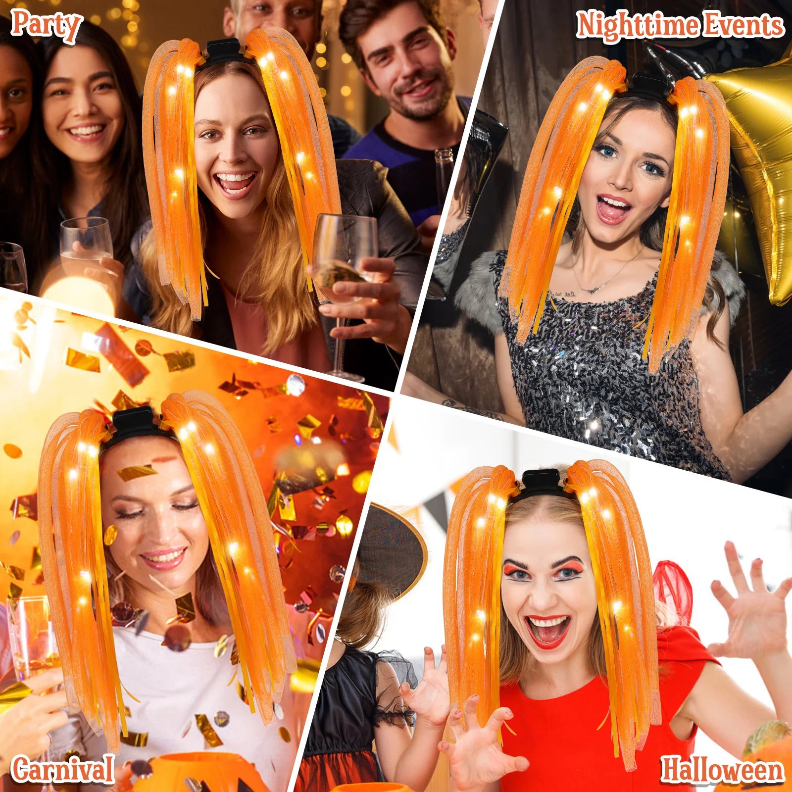 1 قطعة LED وامض جديلة عقال مضيئة أنبوب ضفيرة الأخضر للحفلات العطلات الحفلات الليلية الأحداث احتفالي فلاش رباط شعر #6