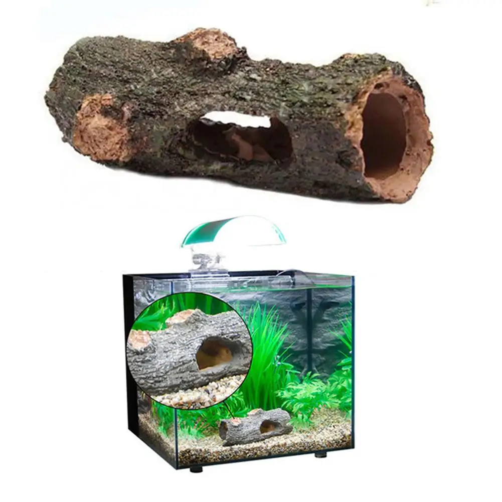 Aquarium Hollow Tree Tunnel Cave Ornament Fish Shrimp Turtle Hiding Shelter Fish Tank Decorations Fishbowl Accessories