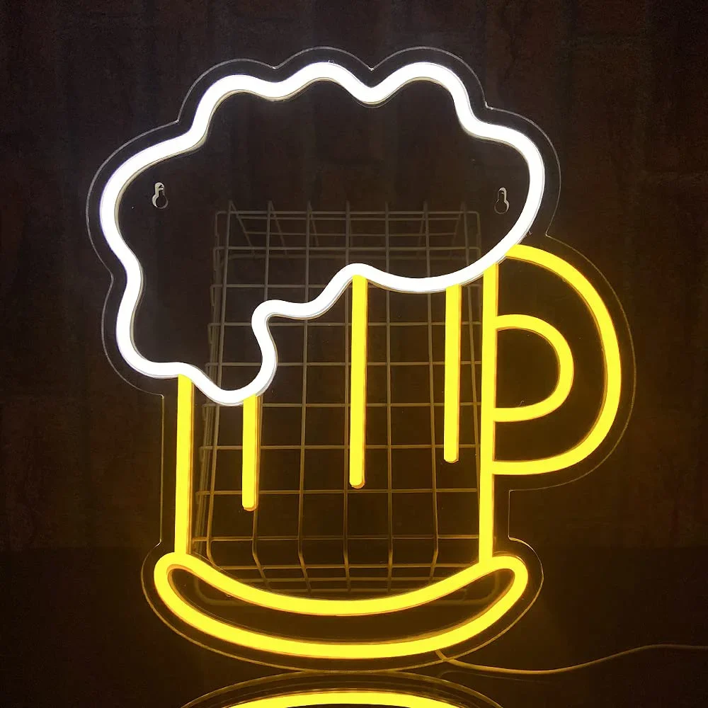 Beer Neon Signs Neon Bar Sign Personalized Neon Sign USB Powered Neon Lights for Bedroom Restaurant Bar Party Decoration