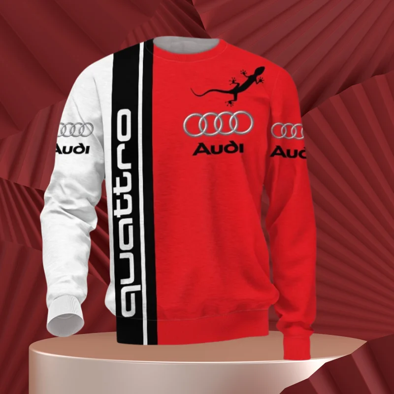 

2025 Spring and Autumn Fashion Audi Racing Competition Printed Men's Adult Long Sleeve Daily Leisure Sports Teen T-Shirt