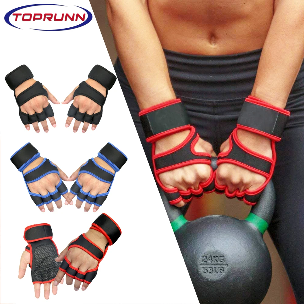 1 Pair Weight Lifting Training Gloves Women Men Fitness Sports Body Building Gymnastics Grips Gym Hand Palm Protector Gloves