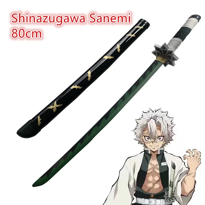 Demônio Slayer Espada Arma, Rengoku Kyoujurou Cosplay, Anime Ninja Knife, Brinquedo de madeira, 80cm, 1:1