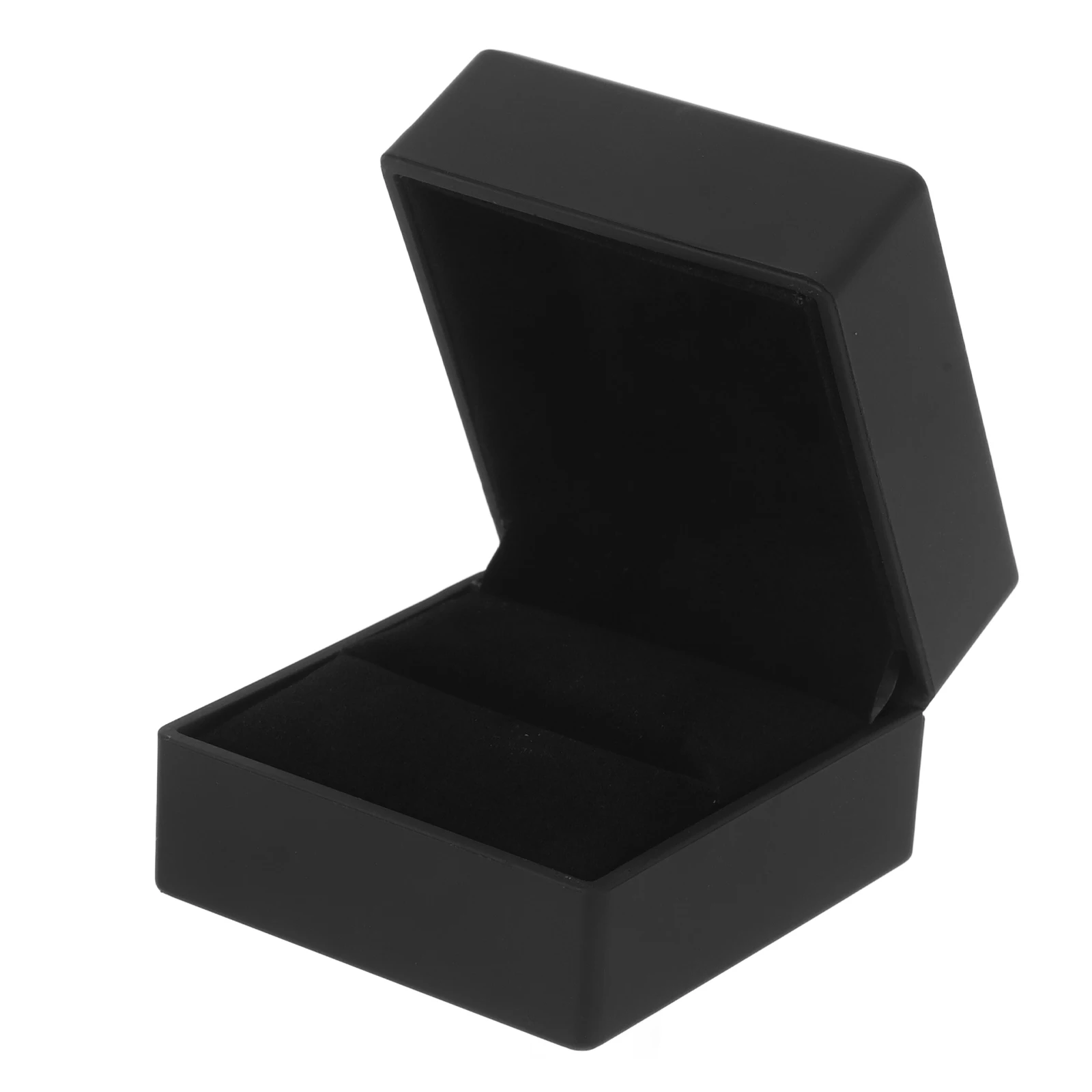 

LED Light Ring Box Jewelry Display Case Bearer Holder Flannel Earring Boxes Travel Secure Protection Soft Material
