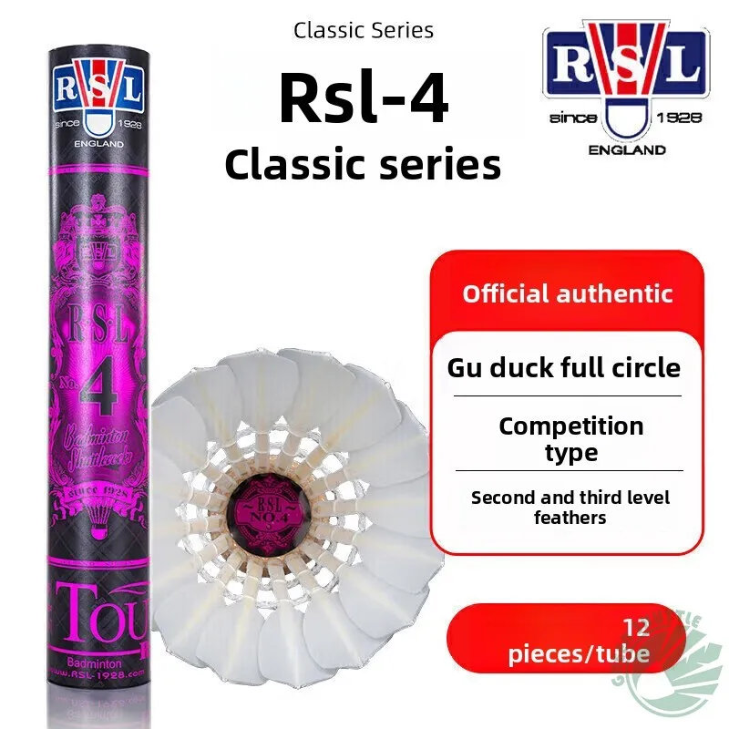 100% Genuine RSL Tourney No.4 Shuttlecocks Badminton Duck Feather Ball Badminton Competition Ball