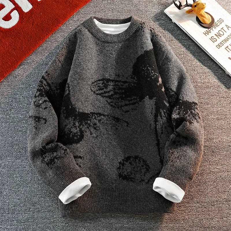 

2024 Autumn/Winter New Butterfly Pattern Loose and Thick Casual Street Fashion Design Sweater