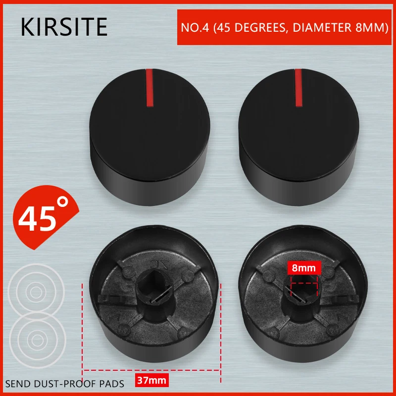 45 Degree 2 PCS 8MM 38mm Gas Stove Knobs Cooker Oven Control Switch Gas Cooker Accessories Assembly Black Button